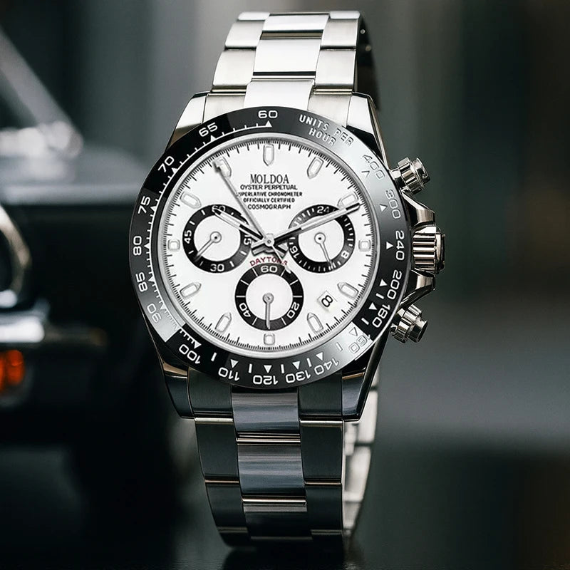 Men's Multifunctional Quartz Watch with Dot and Line Display - Silver