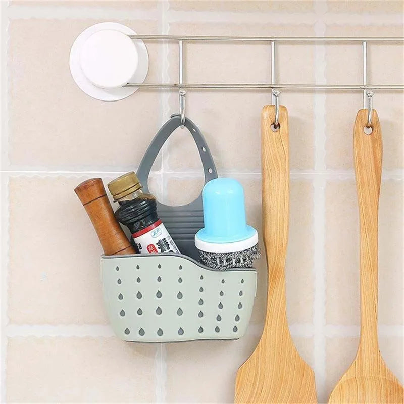 Adjustable Sink Draining Hanging Basket for Kitchen & Bathroom Rubber Storage Bag