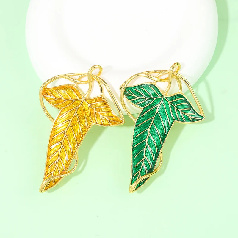 The Lord of the Rings Elf & Hobbit Leaf Brooch Pin - Tolkien Gift for Women & Men