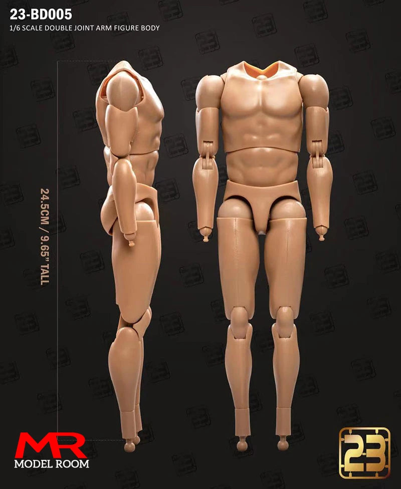1/6 Scale Male Action Figure Body - Articulated Muscle Model, 23.5-27.5cm