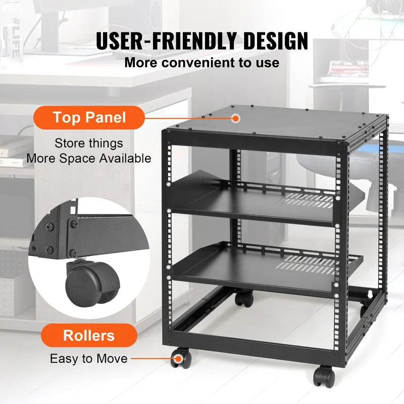 Open Frame Server Rack 12U/15U/20U with Adjustable Depth for Network Equipment