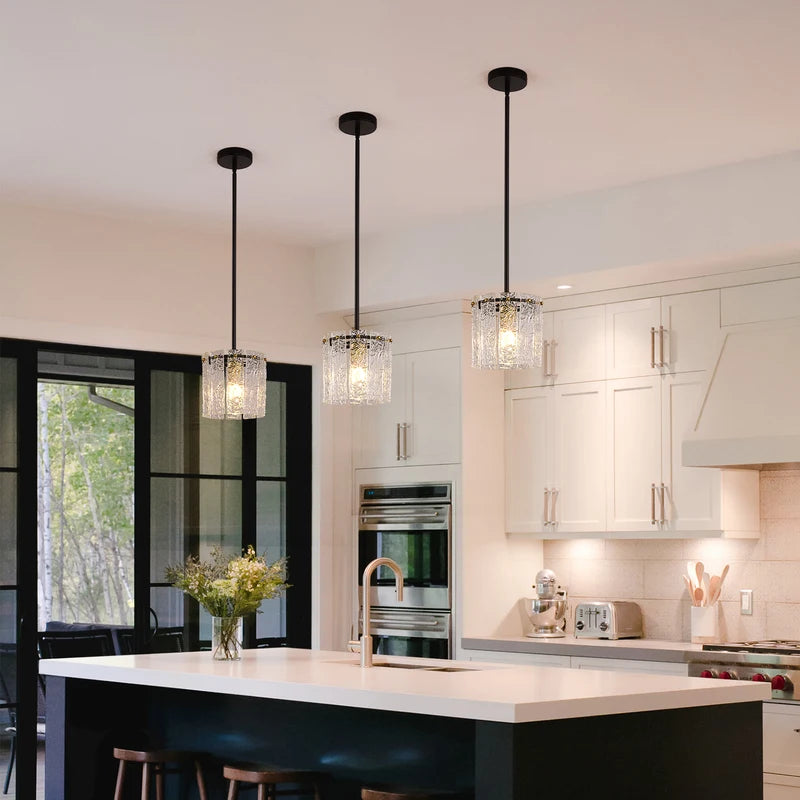 Crystal Glass Pendant Ceiling Light Fixture for Living Room & Bedroom