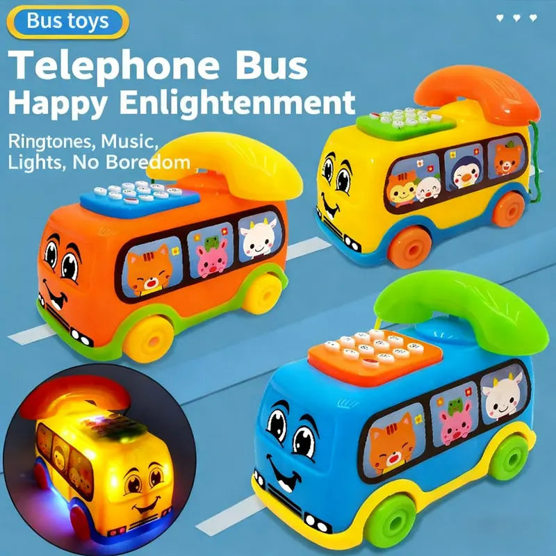 Kids' Educational Toy Phone Bus with Lights and Sound for Toddlers