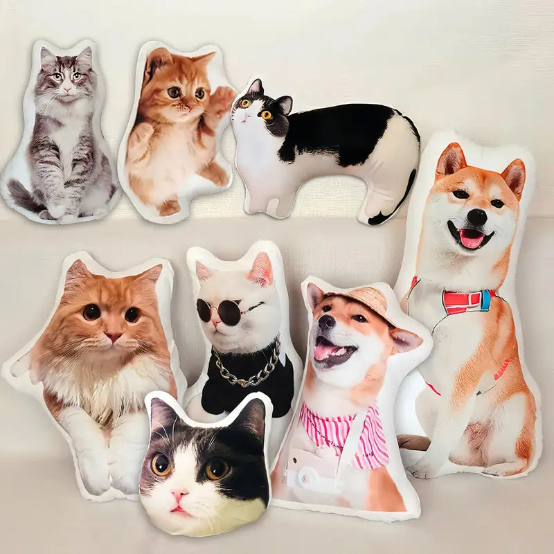 Personalized Dog & Cat Photo Pillow - Custom Pet Face Plush Gift