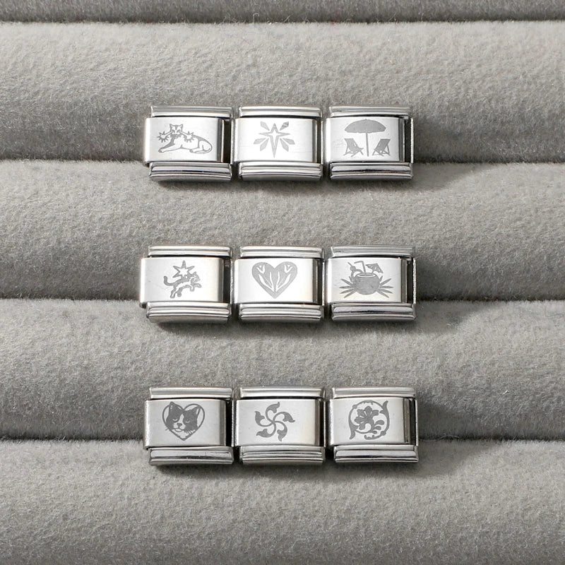 Laser Engraving Charm Bracelet Modules for DIY Jewelry Making - Men Women, 9mm Links