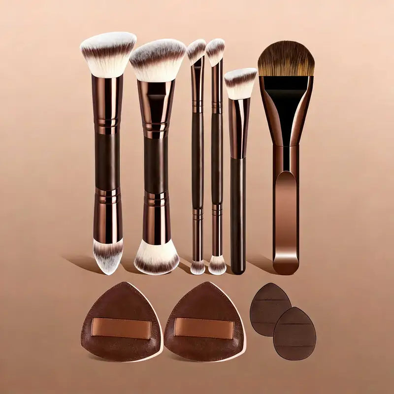 Professional Makeup Brush Set 6/10/18 Pcs Portable Travel Dual-Ended Tools