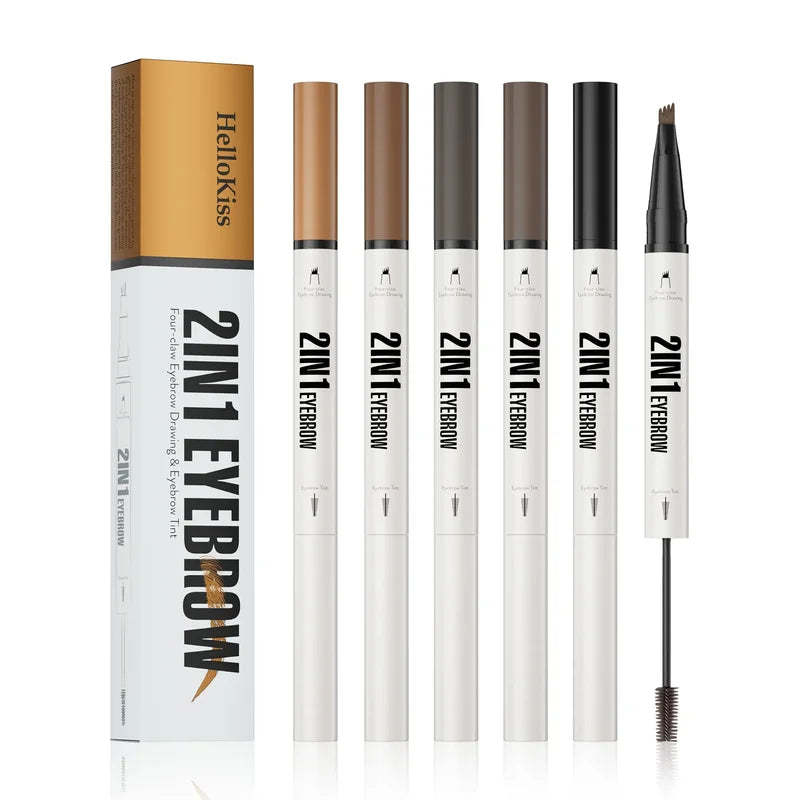 Dual Head Eyebrow Pen 2-in-1 Liquid & Tint Waterproof Fast-Dry Makeup