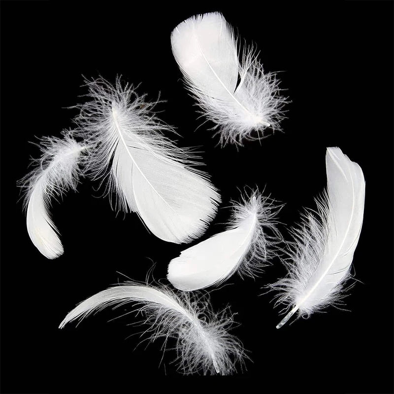 100 Pcs Natural White Goose Feathers for Crafts DIY Wedding Party Halloween Decoration