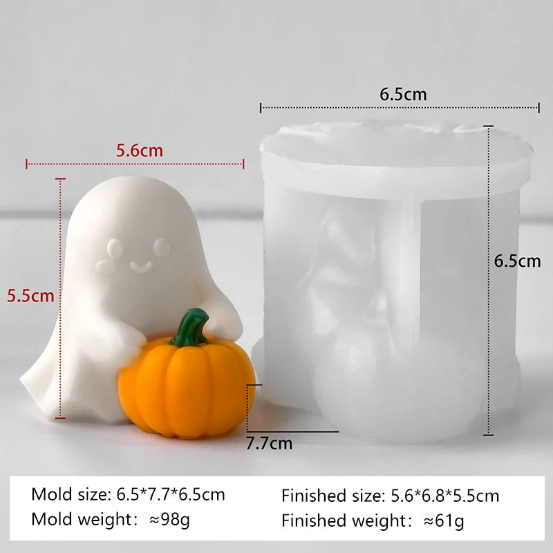 Silicone Candle Making Mold for Halloween Pumpkin & Ghost Designs - DIY Craft Supplies