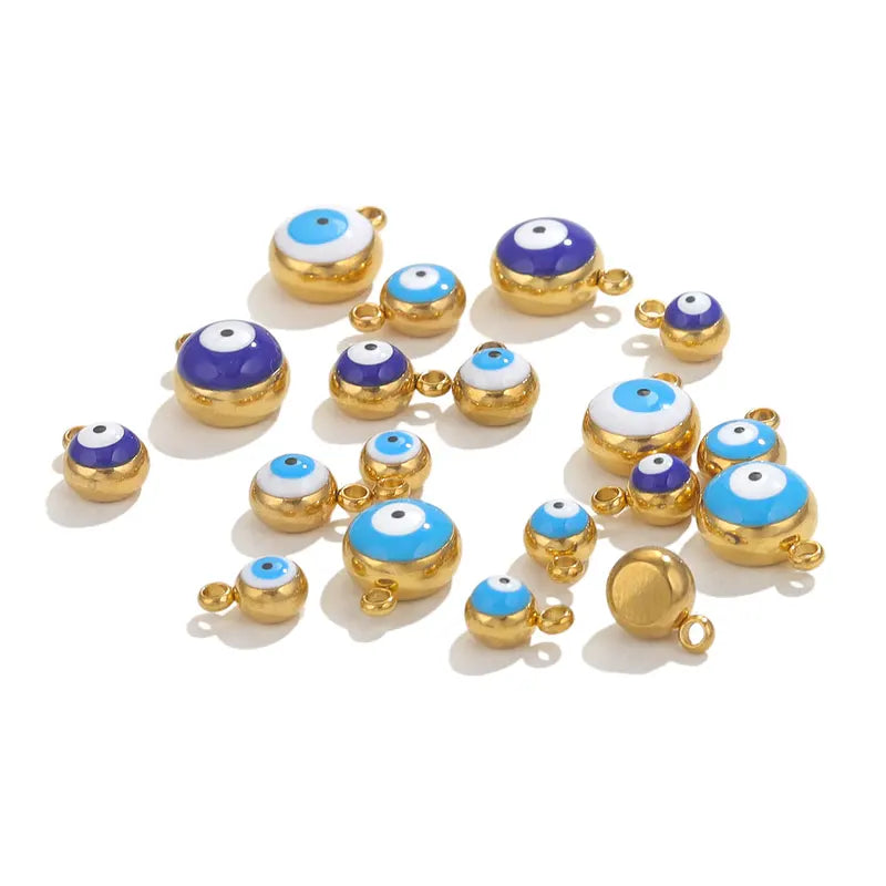 10pcs Stainless Steel Devil's Eye Charms for Jewelry Making – Multiple Colors