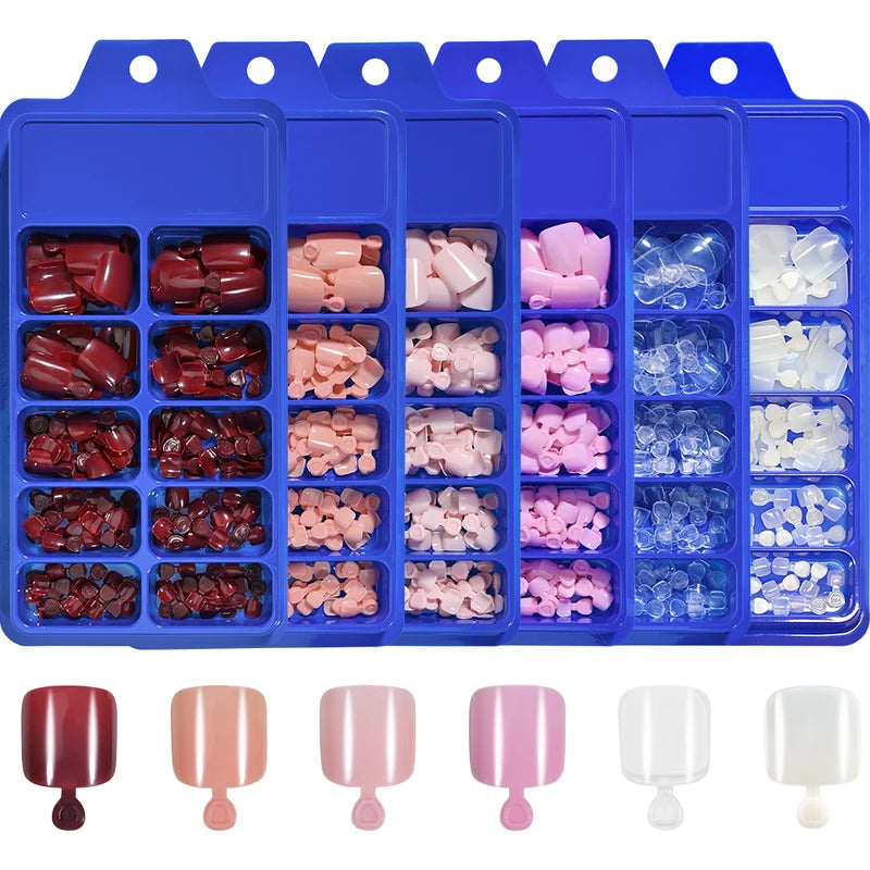 100Pcs Short Press-On Square Toenail Tips - Fake Acrylic Toe Nails