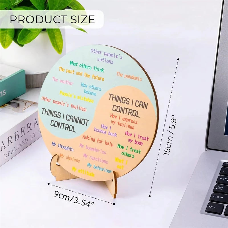 Feelings Wheel Therapy Desk Decor - Double-Sided Emotions Chart with Stand