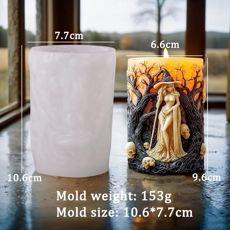 Halloween Witch Candle Mold Silicone DIY Resin Plaster Candle Making Kit