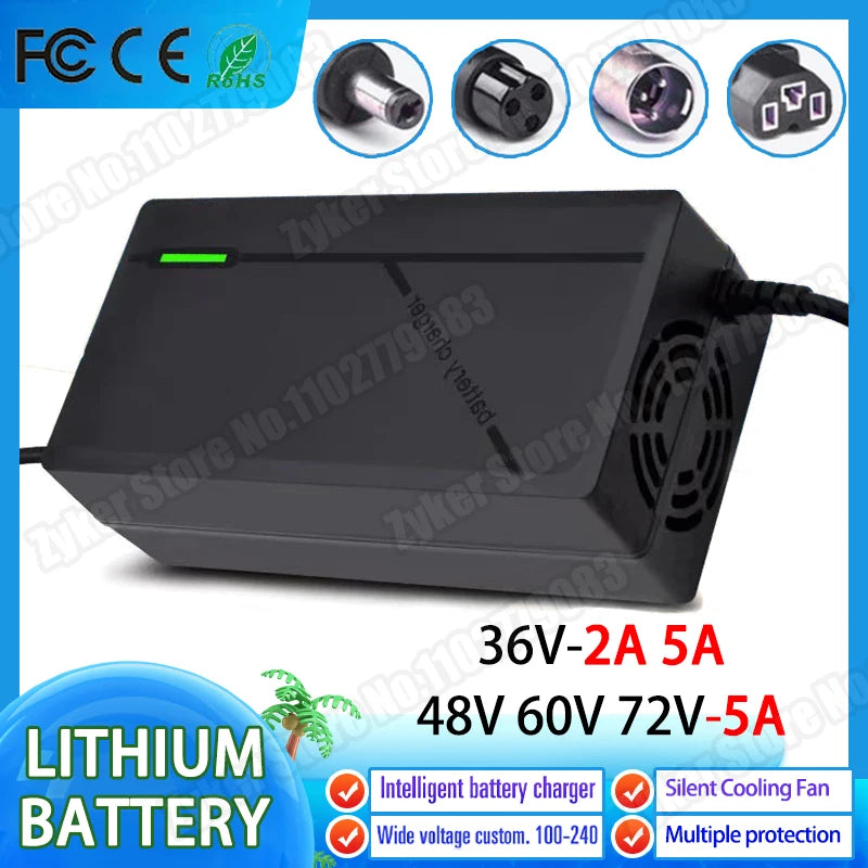 Universal Lithium Battery Charger 36V-84V 2A/5A Fast Charging EU Plug
