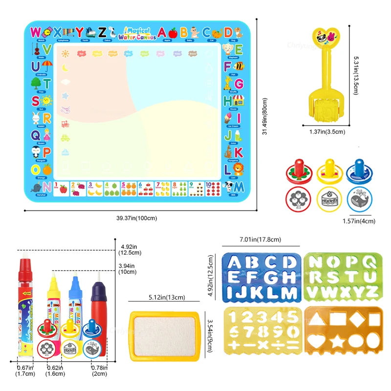 Reusable Water Drawing Mat for Kids 80x100cm Educational Art & Doodle Toy