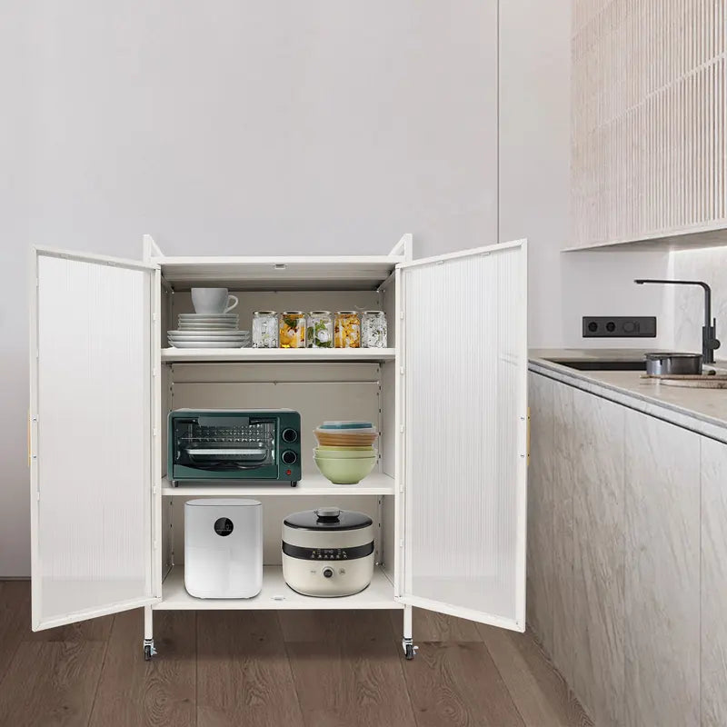 4-Tier Steel Storage Cabinet with Adjustable Shelves & Magnetic Doors for Kitchen Office