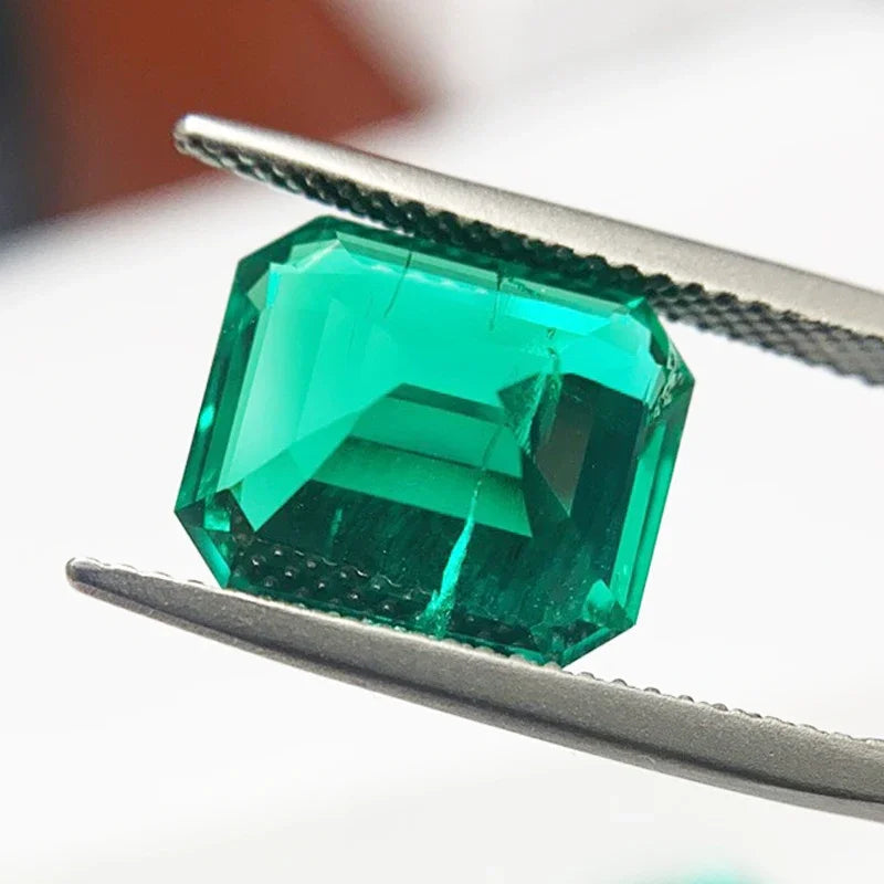 Lab Grown Emerald Charms for Jewelry Making 10x12mm Emerald Cut Gemstones