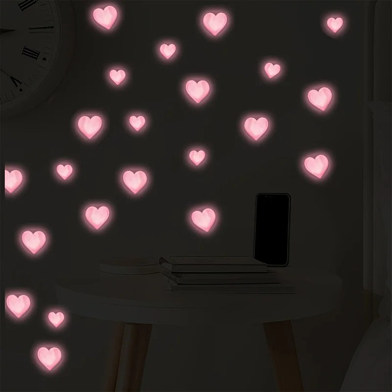 Pink Love Glow in The Dark Wall Decals for Nursery & Home Decor
