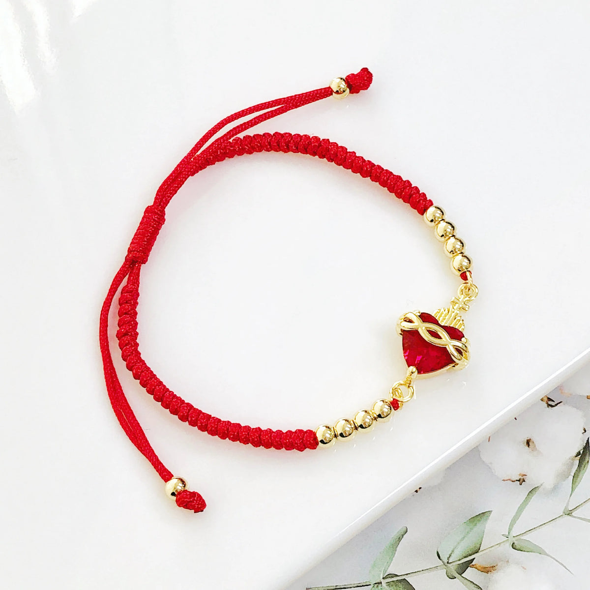 Religious Heart Shaped Crystal Cross Bracelet for Men Women - Lucky Red Rope Braided Jewelry