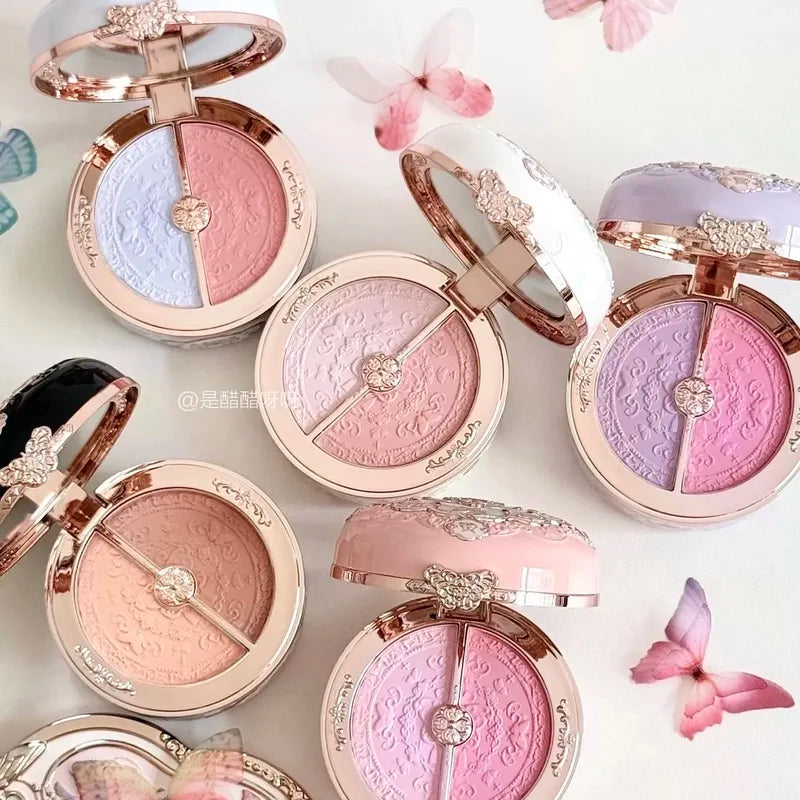 Long-Lasting Blush Powder with Embossed Swan Design - Natural Brightening Makeup, 5g