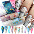 10pcs Marble Nail Foil Transfer Stickers Watercolor Geometric Nail Art