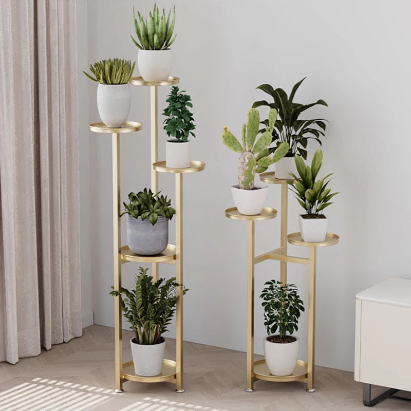 Multi-Layer Indoor Plant Stand - Metal Corner Shelf with Anti-Slip Feet