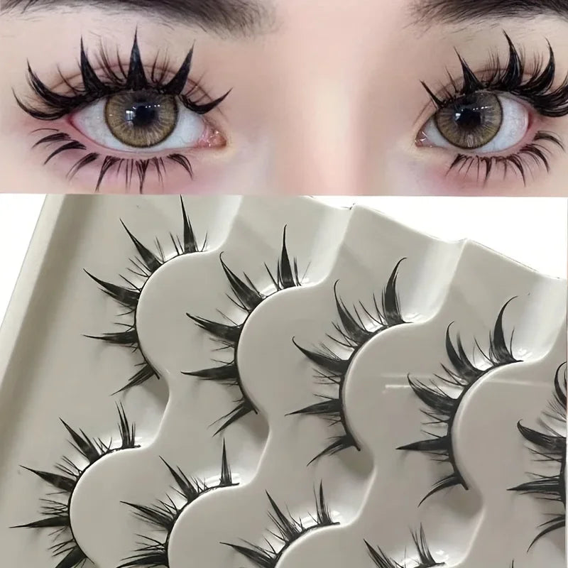 Anime-Inspired False Eyelashes 5 Pairs - Dramatic Cartoon Eye Faux Lashes