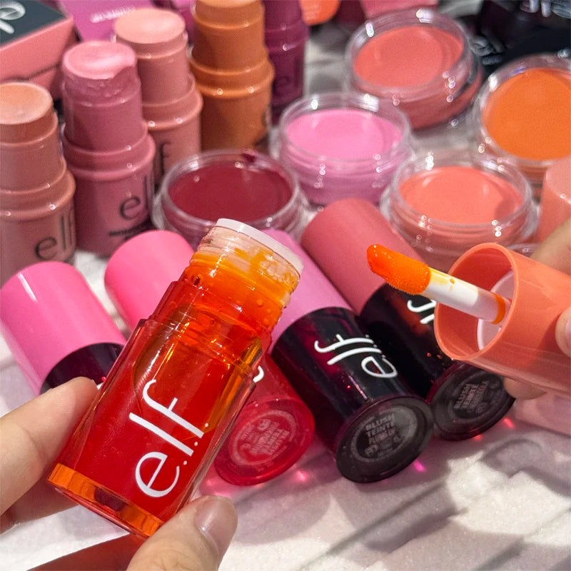 Dual-Use Powder Blusher & Lip Gloss Set - Sheer Monochromatic Makeup