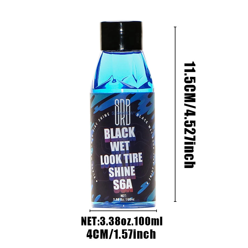 Black Wet Look Tire Shine Dressing for Cars, Trucks & Motorcycles - Safe & High Gloss Finish