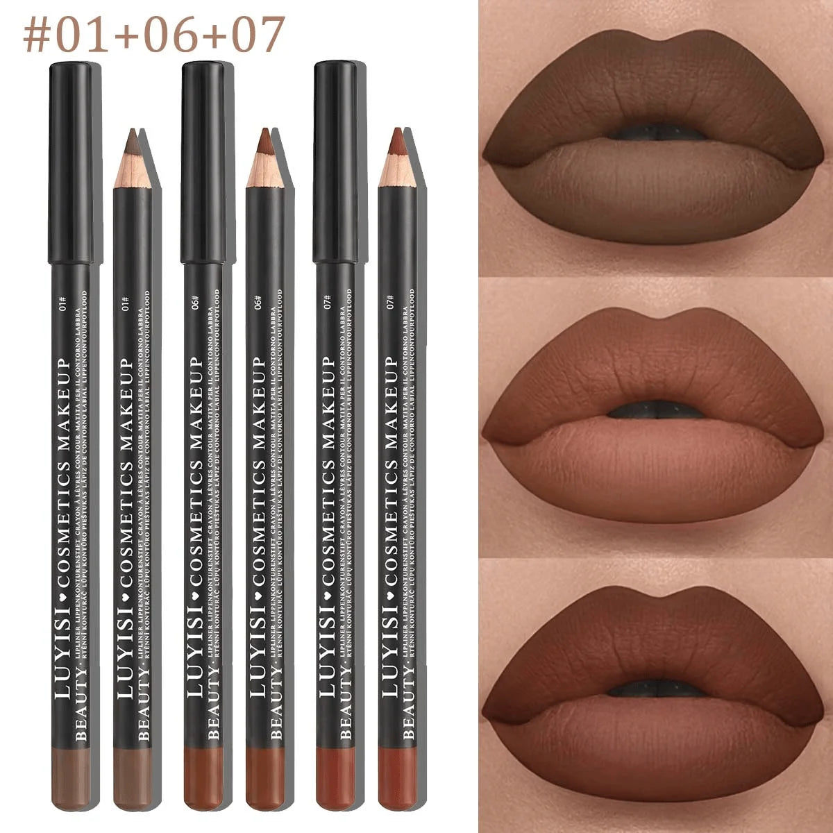 Long Lasting Matte Lip Liners Set Waterproof Velvet Lip Pencils Natural Lip Shaping