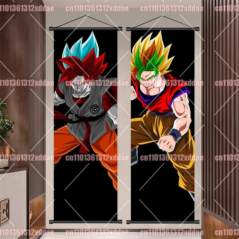 Anime Scroll Wall Art - Dragon Ball Goku Vegeta Poster Mural for Home & Kids Decor