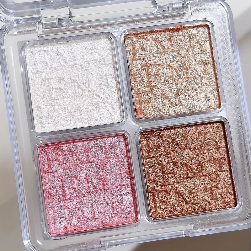 4 Color Highlighter Palette Makeup Illuminator Glitter Baked Powder Face Palette