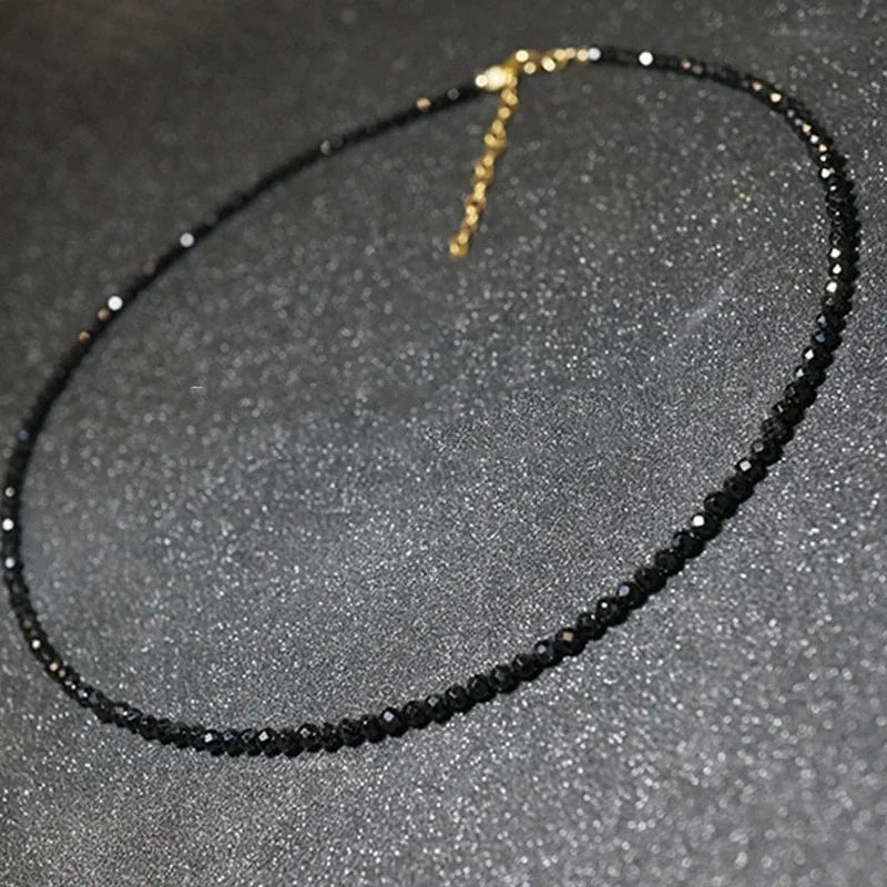 Simple Black Beads Necklace for Women Short Choker Jewelry 2024
