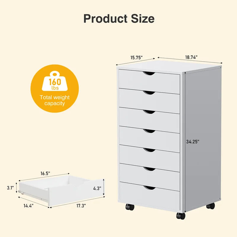 7-Drawer Vertical File Cabinet with Storage for Office and Home