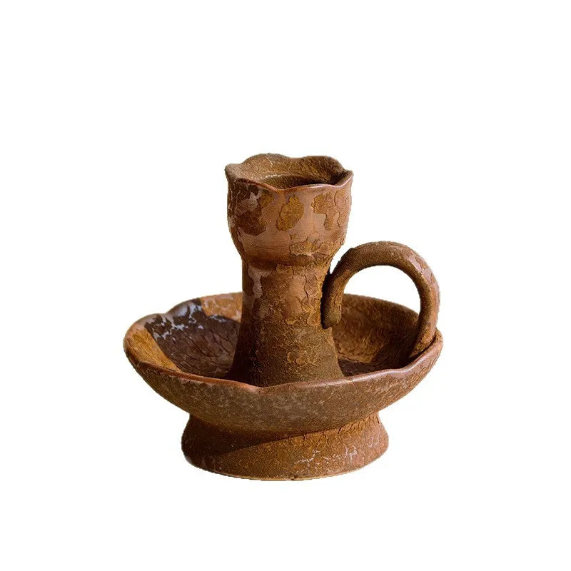 Handmade Coarse Ceramic Candle Holder for Living Room Bedroom Hospitality