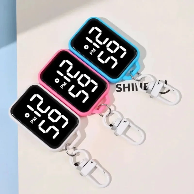 LED Keychain Pocket Watch Digital Display Electronic Timepiece for Kids & Students