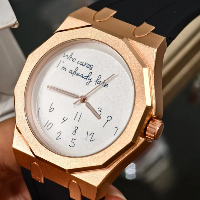 Luxury Octagon Watch Case with Silicone Strap Waterproof Men's Dial Watch