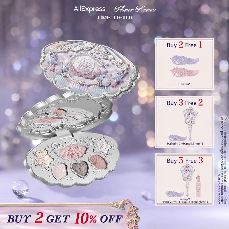 6-Color Makeup Palette with Shell's Jewel Collection - Flower Knows