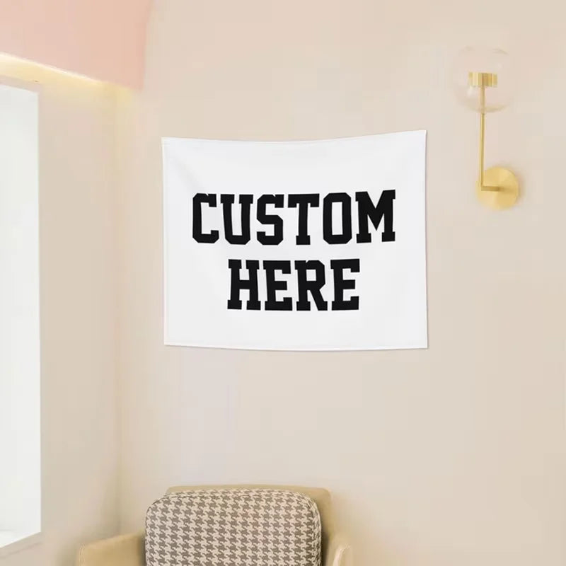 Customizable Photo & Text Tapestry for Birthday Wedding Halloween Holiday Decor