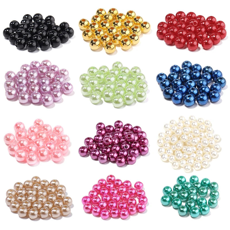 50-1000pcs Assorted Round Imitation Pearl Beads for Jewelry Making - Spacer Beads for DIY Bracelets and Necklaces