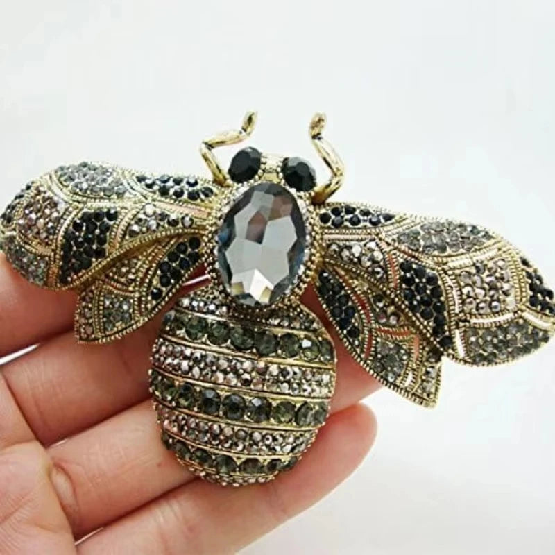 Vintage Crystal Bee Brooch Pin for Women Elegant Insect Rhinestone Jewelry