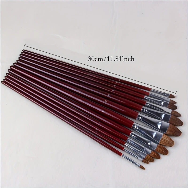 6pcs Art Painting Brush Set - High-Grade Weasel Hair for Acrylic & Oil Painting