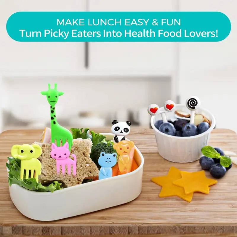 40 Pcs Animal Food Picks for Kids Bento Box - Cartoon Fruit & Snack Toothpicks