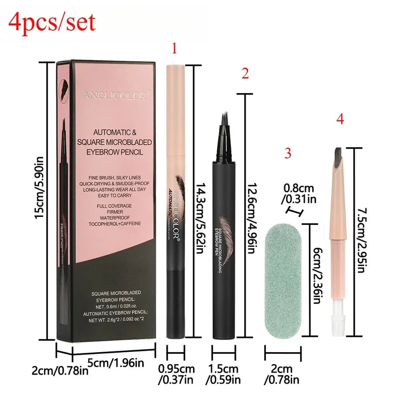 Waterproof 3D Dye Eyebrow Pencil Set - Long Lasting, Anti-Smudge, Natural Finish