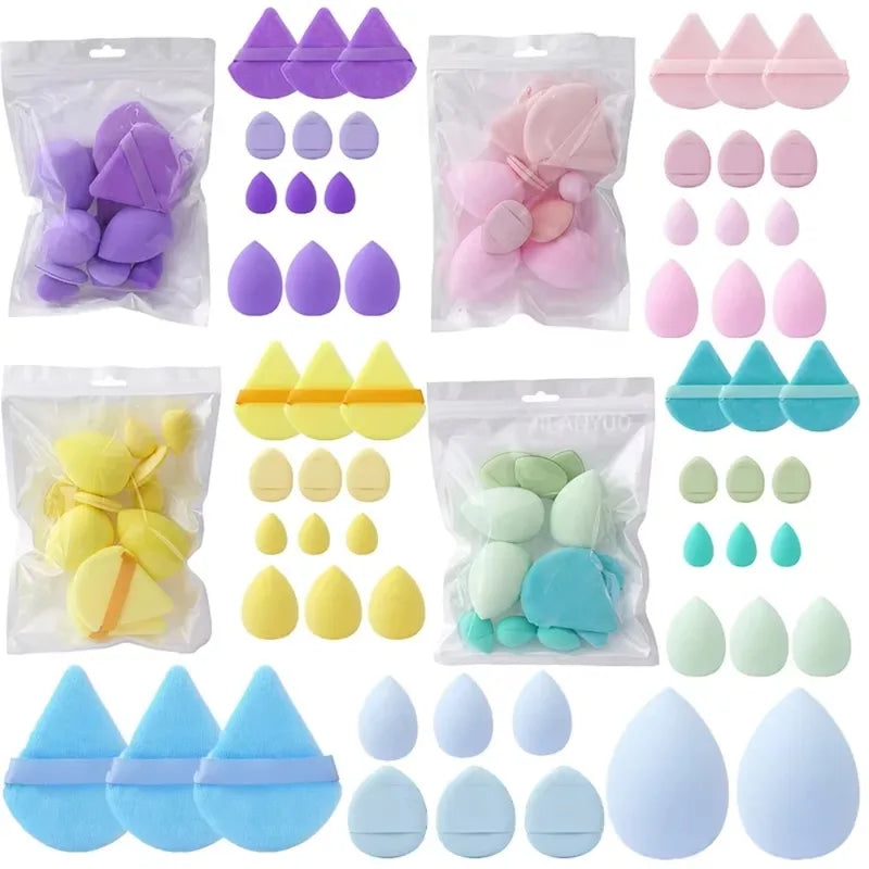 12Pcs All-Purpose Makeup Sponge Set with Dual-Use Beauty Egg & Powder Puffs