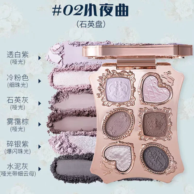 Flower Knows Bunny Garden Eyeshadow Palette 6-Color Face Makeup Set - Shimmer Matte Satin Finishes