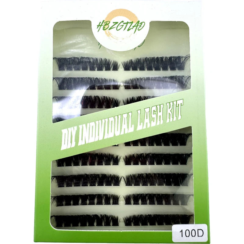 9-Row Fluffy Curl Eyelash Extension Bundle - 60D/80D Cat Eye Style