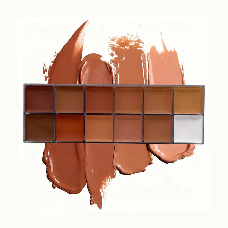12-Color Waterproof Face Concealer Foundation Set for Dark Skin - Full Coverage Makeup