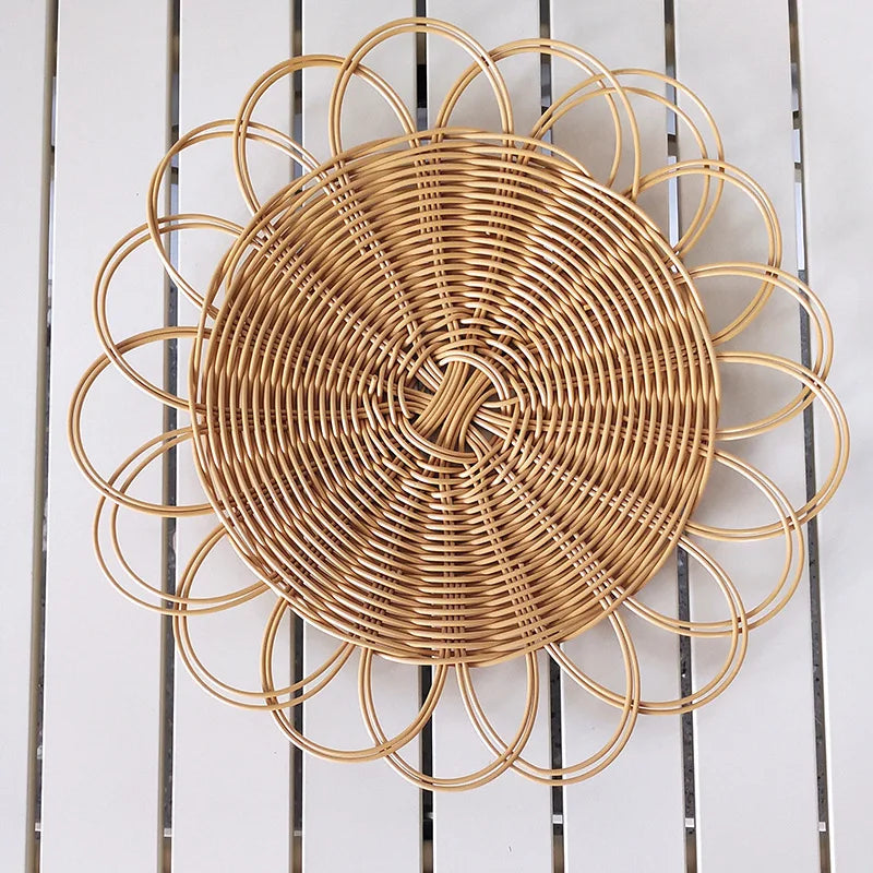 Bohemian Woven Vine Wall Hanging Decor - Handcrafted Flower Shape Ornament for Living Room & Bedroom
