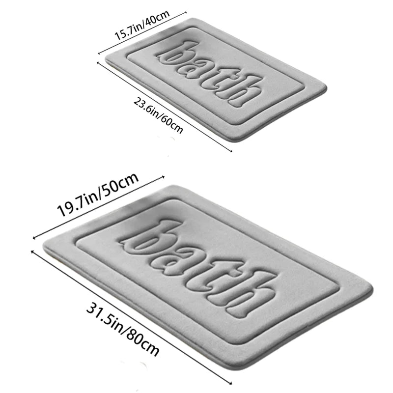 Non-Slip Bathroom Floor Mat with Embossed Fur Texture - Thick Sponge Toilet & Bedroom Door Mat